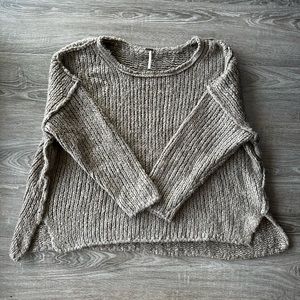 Free People Oversized Knit Hi Low Boatneck Sweater